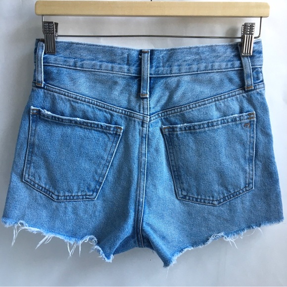 Madewell The Perfect Blue Denim Jean Short Distressed Raw Hem Size 25 - Picture 3 of 14